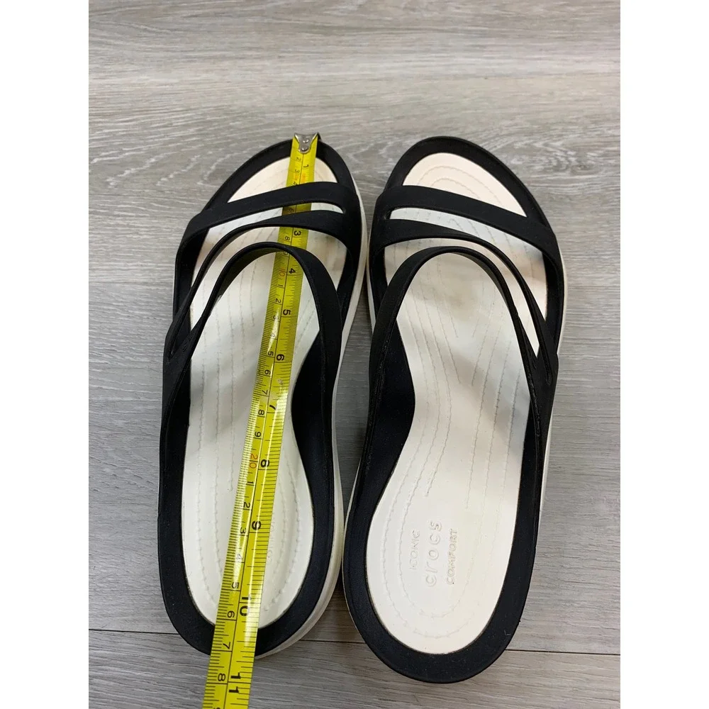 Crocs Swiftwater Strappy Sandals Black White Women's 10 Comfort Water Shoes